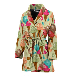 Colorful Ice Cream Pattern Women'S Bathrobe