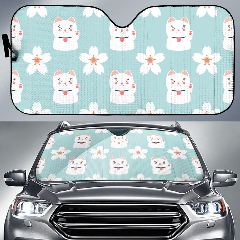 Maneki Neko Cat Sakura Car Sun Shade