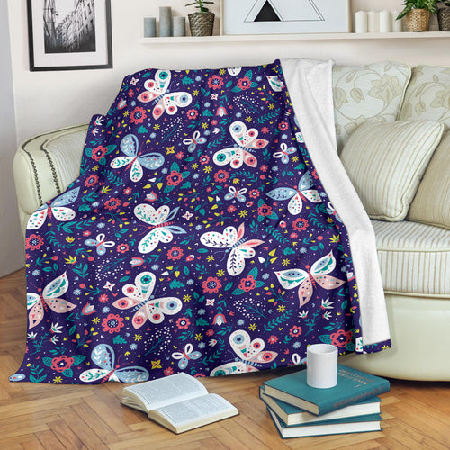 Colorful Butterfly Flower Pattern.Eps Premium Blanket