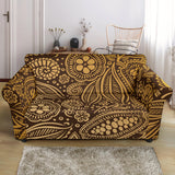 Cocoa Beans Tribal Polynesian Pattern Background Loveseat Couch Slipcover