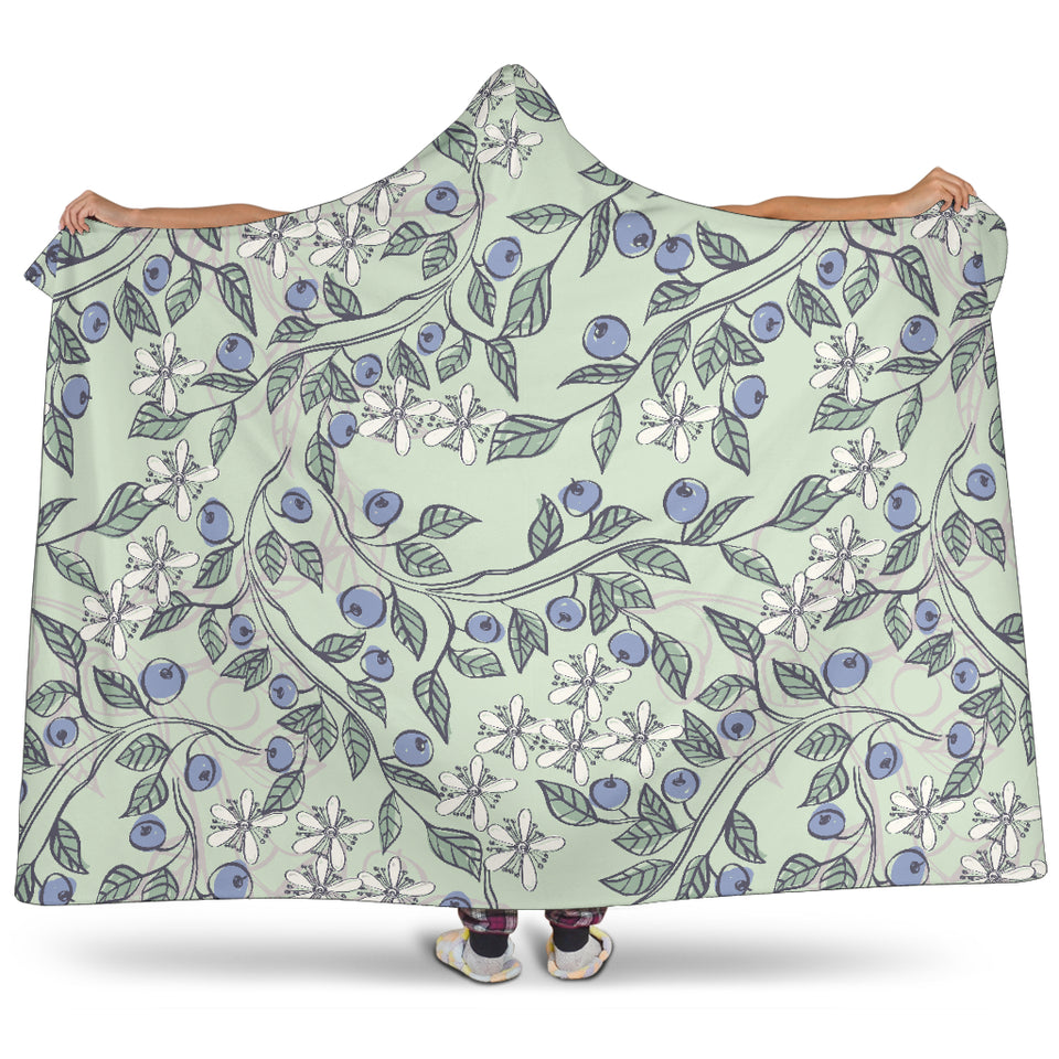 Hand Drawn Blueberry Pattern Hooded Blanket
