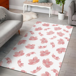 Pink Sakura Cherry Blossom Pattern Area Rug