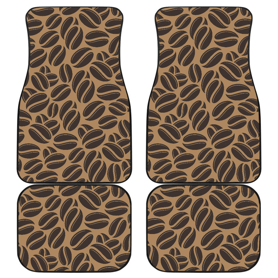 Coffee Bean On Brown Background Front And Back Car Mats