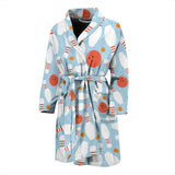 Bowling Ball Bowling Pins Blue Blackground Men'S Bathrobe