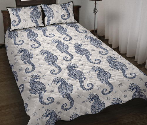 Seahorse pattern background Quilt Bed Set