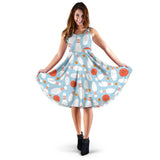 Bowling Ball Bowling Pins Blue Blackground Sleeveless Midi Dress