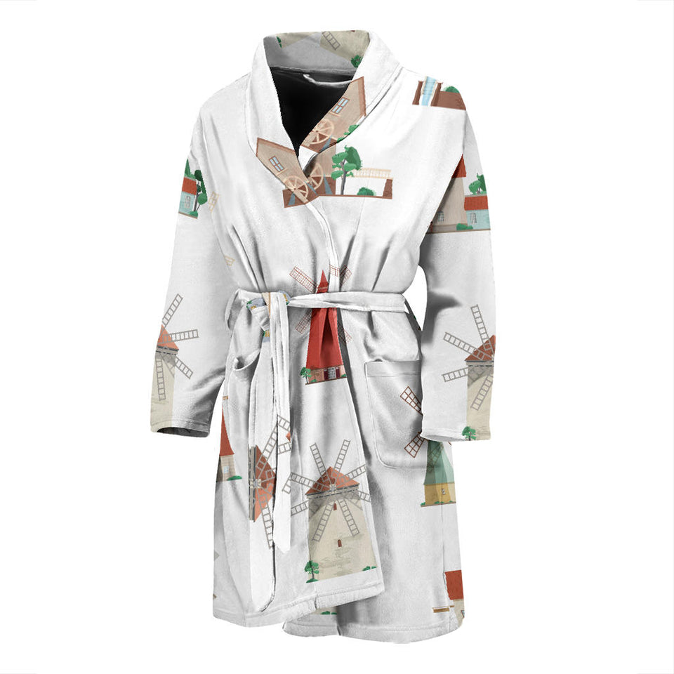 Windmill Design Pattern Men'S Bathrobe