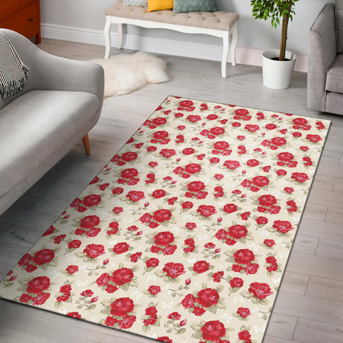 Rose Pattern Print Design 01 Area Rug