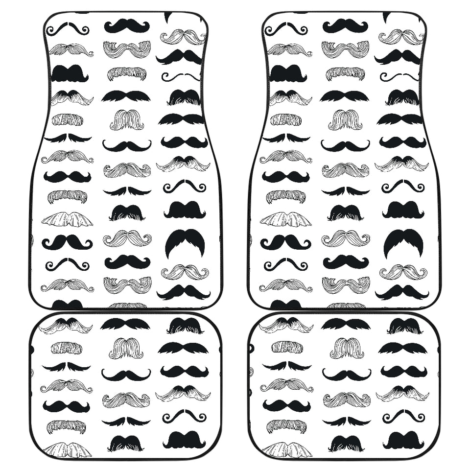 Mustache Beard Pattern Print Design 04 Front and Back Car Mats