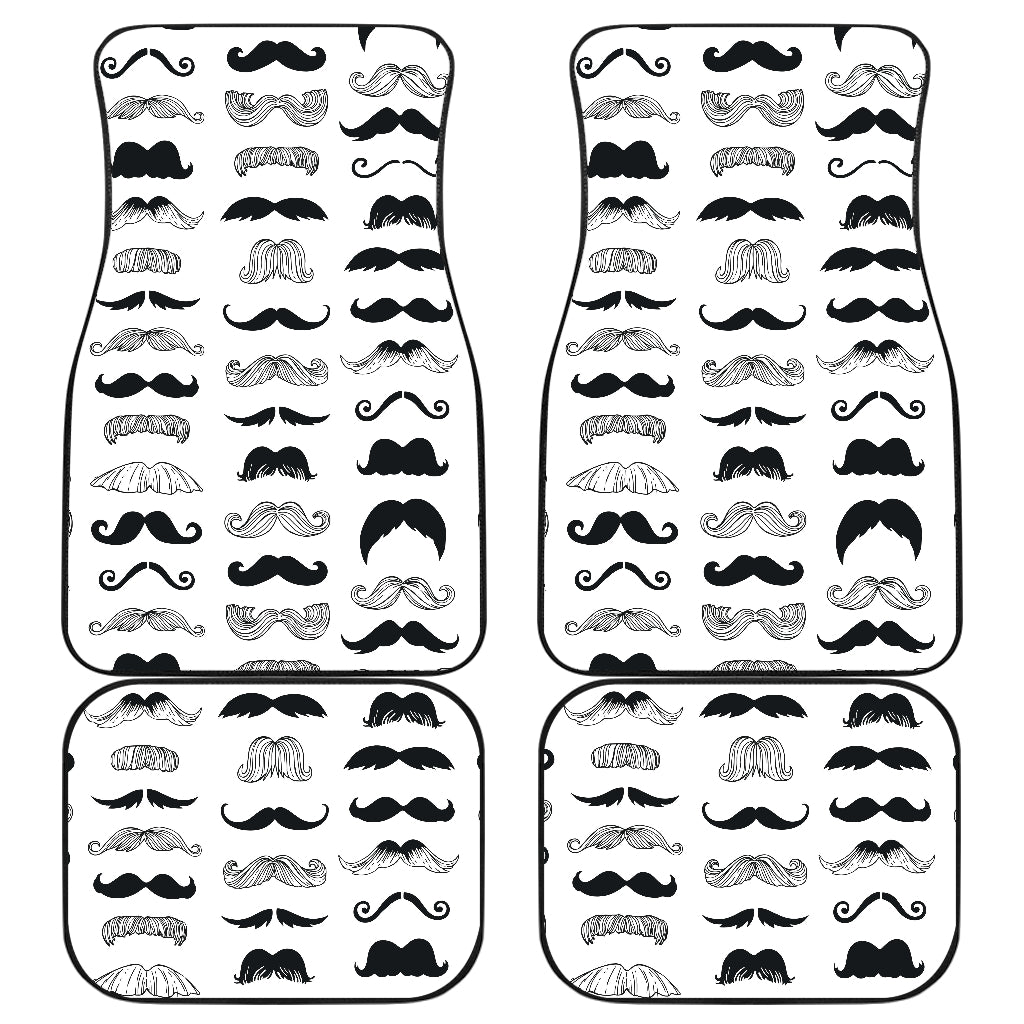 Mustache Beard Pattern Print Design 04 Front and Back Car Mats