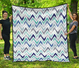 Zigzag  Chevron Blue Pattern Premium Quilt