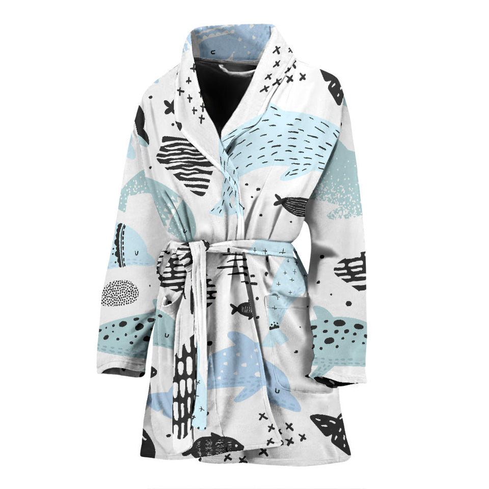 Cute Dolphins Childish Style Pattern Women'S Bathrobe