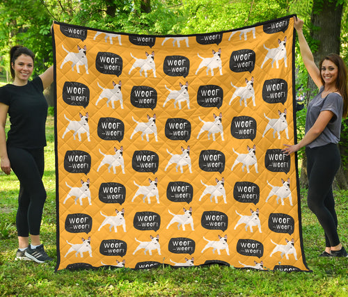 Bull Terrier Pattern Print Design 03 Premium Quilt