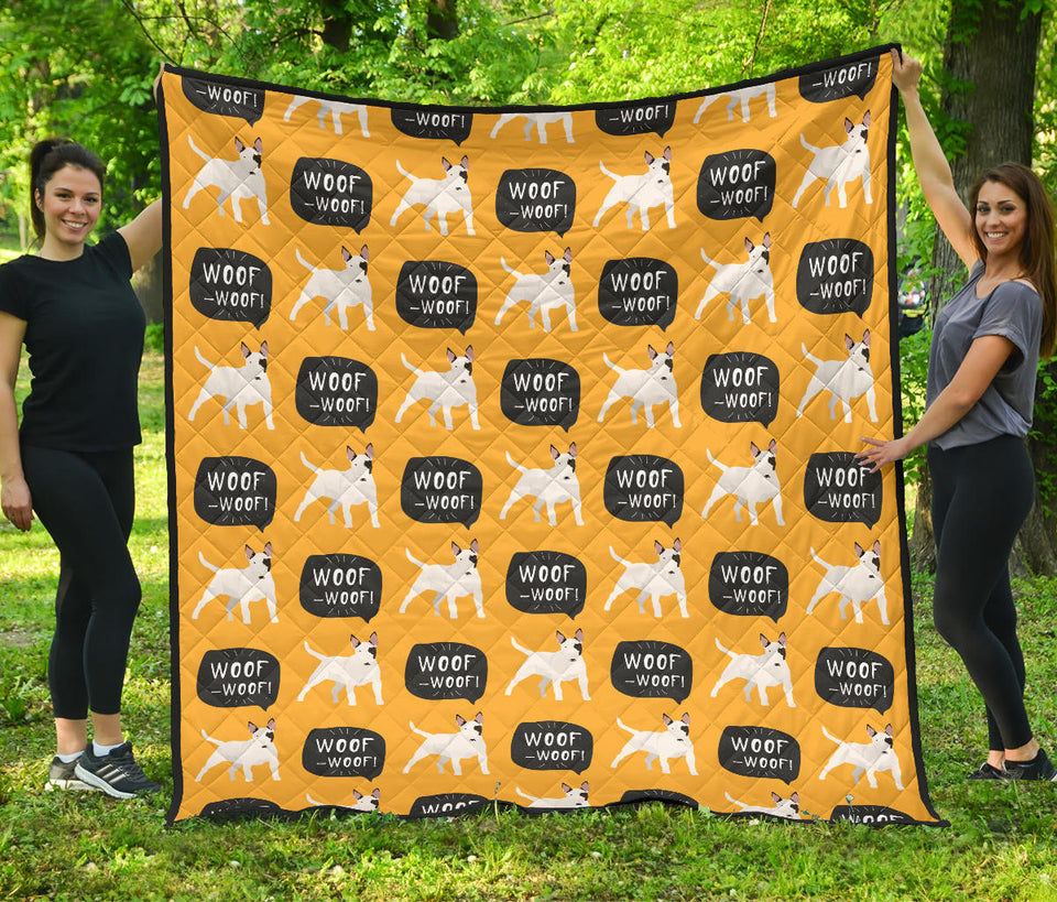 Bull Terrier Pattern Print Design 03 Premium Quilt
