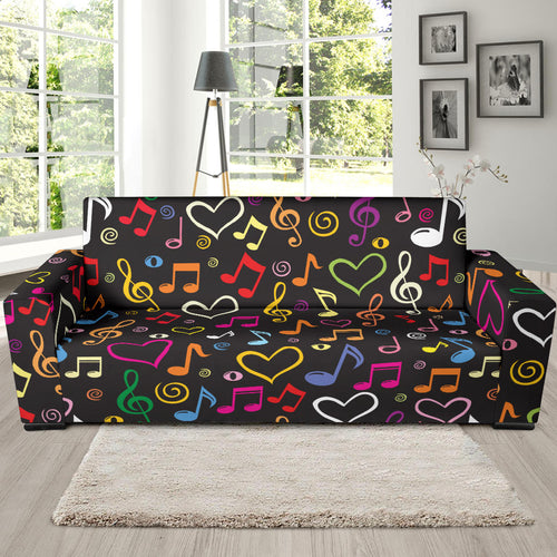 Music Notes Pattern Print Design 02 Sofa Slipcover