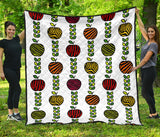 Colorful Apples Leave Zebra Stripe Premium Quilt