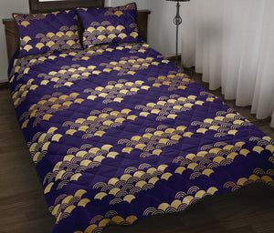 Beautiful japanese fan pattern Quilt Bed Set