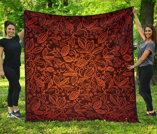 Cocoa Beans Tribal Polynesian Pattern Premium Quilt