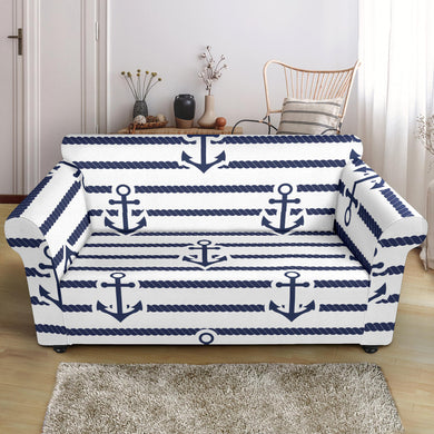 Anchor Rope Nautical  Pattern Loveseat Couch Slipcover
