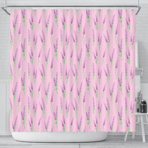 Lavender Pattern Pink Background Shower Curtain Fulfilled In US