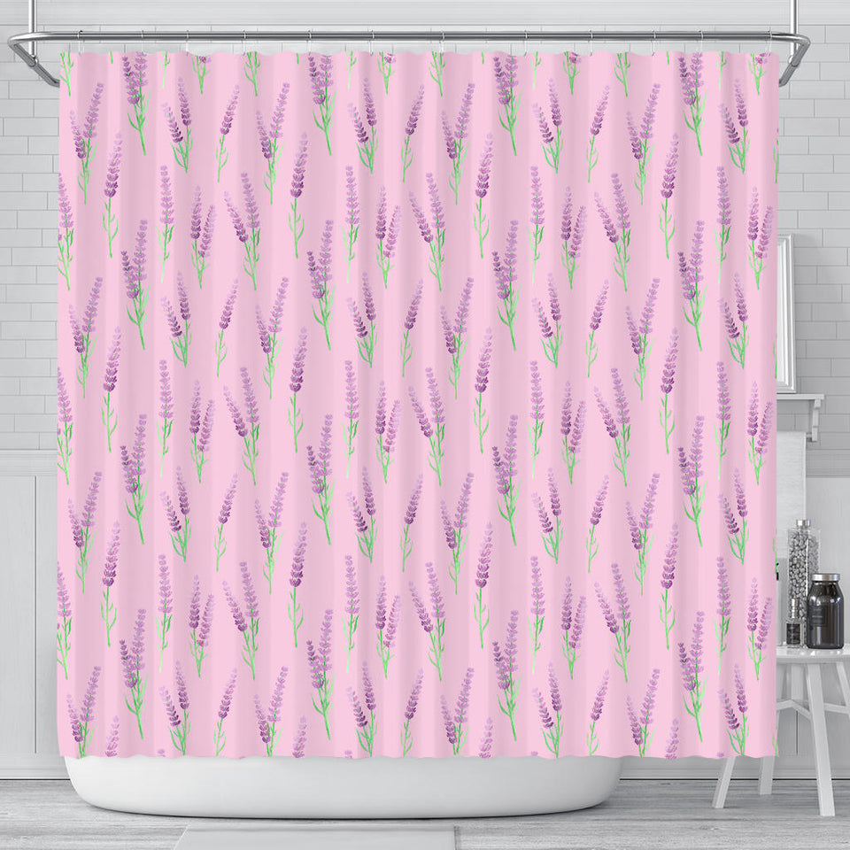 Lavender Pattern Pink Background Shower Curtain Fulfilled In US