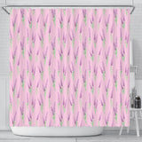 Lavender Pattern Pink Background Shower Curtain Fulfilled In US