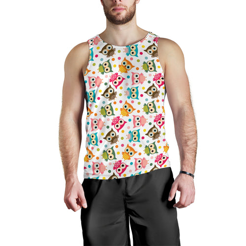 Color cute owl pattern Men Tank Top