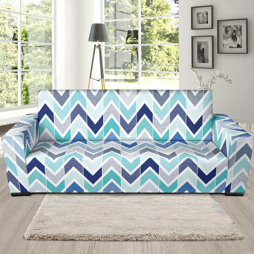 Zigzag  Chevron Blue Pattern Sofa Slipcover
