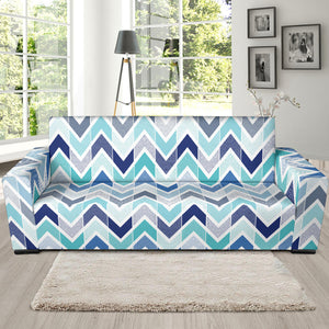 Zigzag  Chevron Blue Pattern Sofa Slipcover