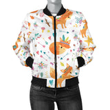 Cute Tribal Fox Pattern Women'S Bomber Jacket