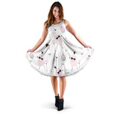Poodle Dog Rose Cake Pattern Sleeveless Midi Dress