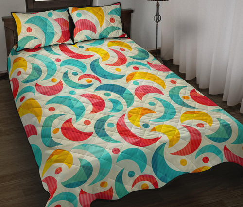 Colorful moon pattern Quilt Bed Set
