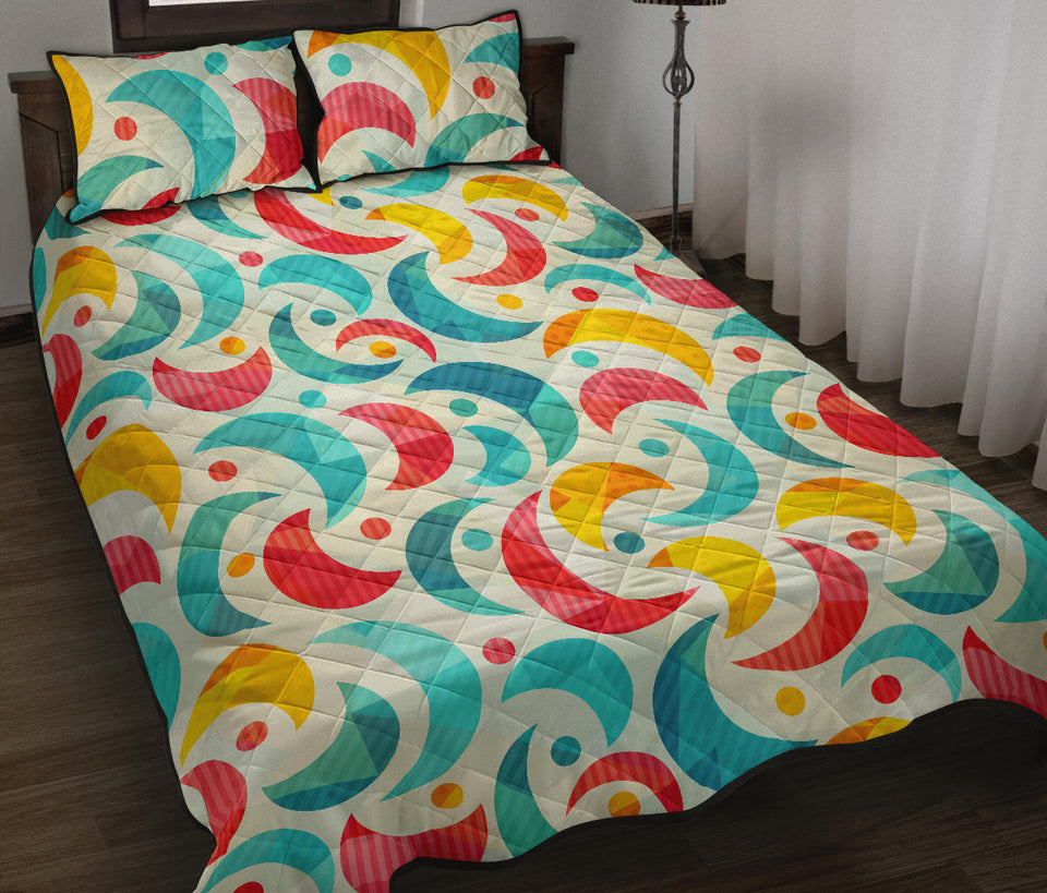 Colorful moon pattern Quilt Bed Set