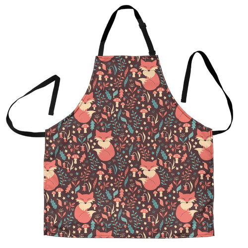 Fox Leaves Mushroom Pattern Adjustable Apron