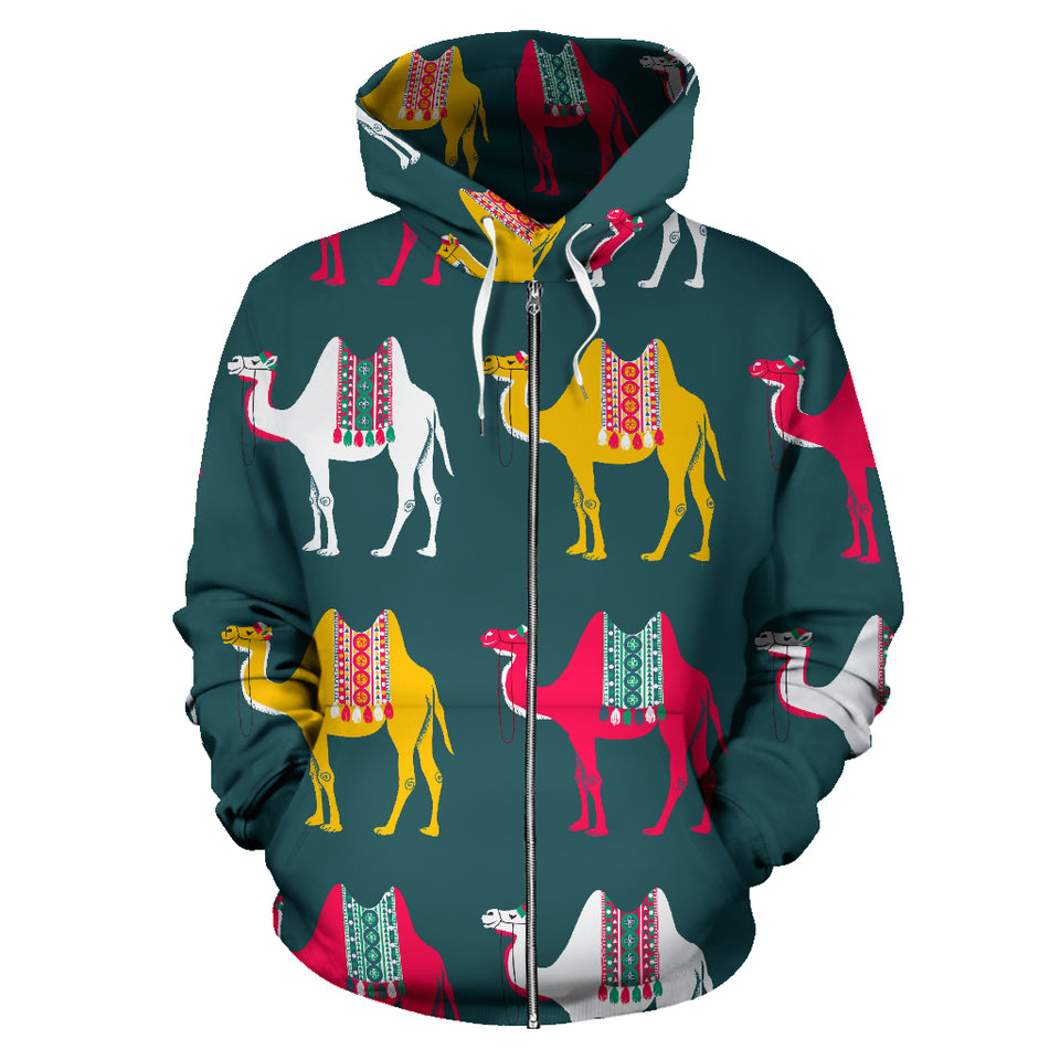 Camel Pattern Zip Up Hoodie