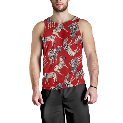 Zebra abstract red background Men Tank Top