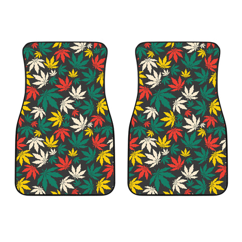 Canabis Marijuana Weed Pattern Print Design 02 Front Car Mats