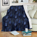 Blue Theme Guitar Pattern Premium Blanket