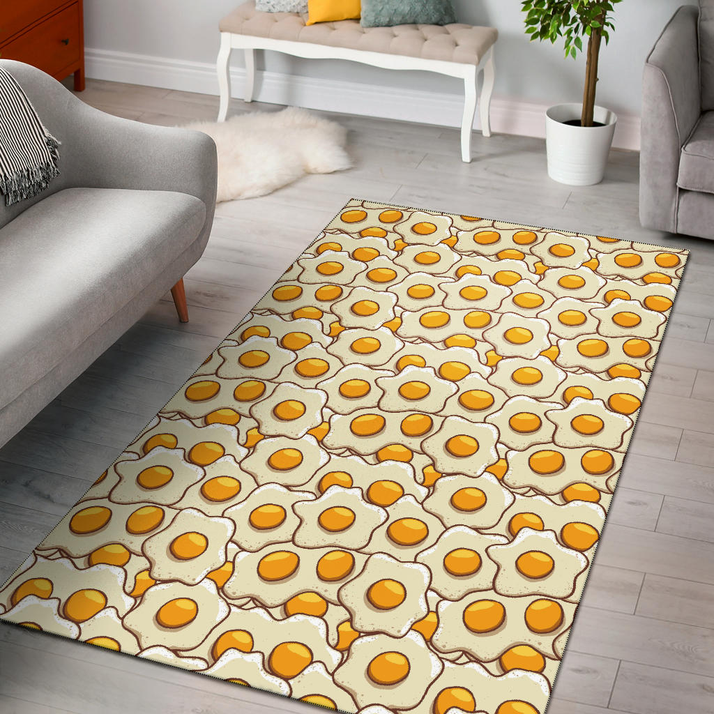Fried Eggs Pattern Print Design 02 Area Rug