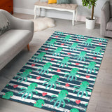 Cute Octopuses Heart Striped Background Area Rug