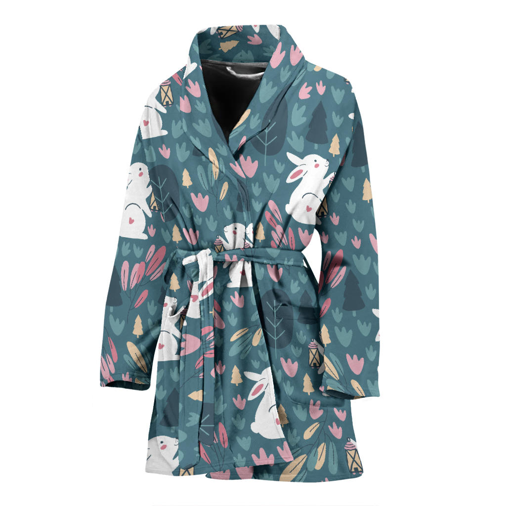 Cute Rabbit Pattern Women'S Bathrobe