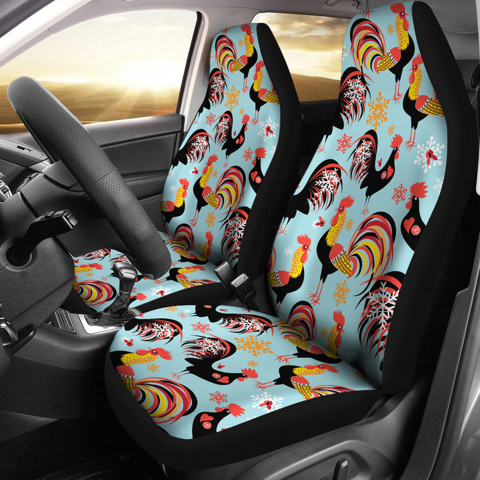 Rooster Chicken Cock Snowfalke  Universal Fit Car Seat Covers