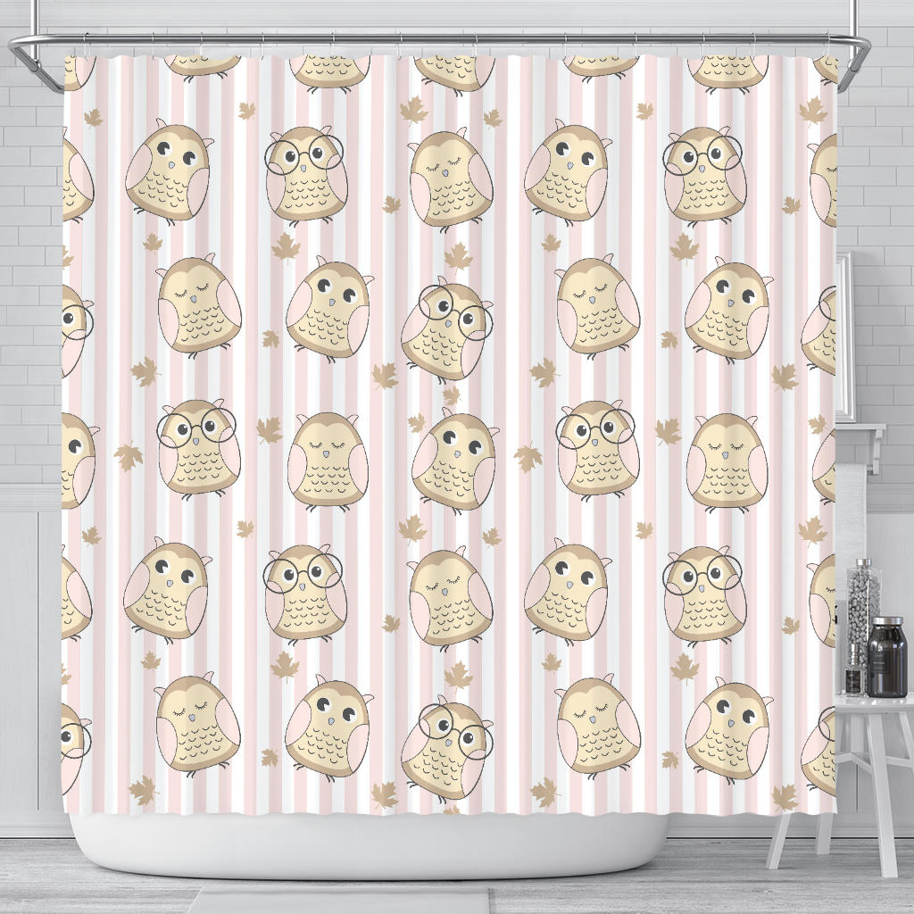 Cute Owl Leaf Shower Curtain Fulfilled In US