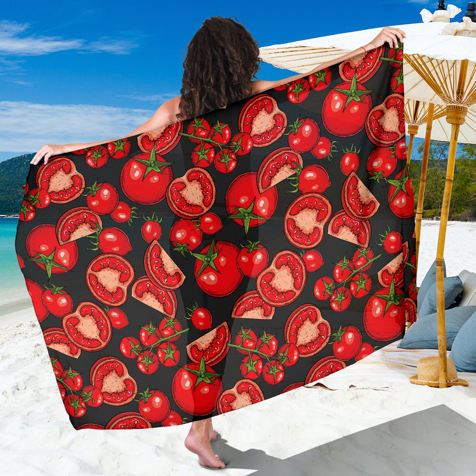 Tomato Black Background Sarong