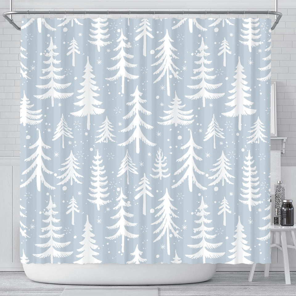 Christmas Tree Winter Forest Pattern Shower Curtain Fulfilled In US
