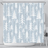 Christmas Tree Winter Forest Pattern Shower Curtain Fulfilled In US