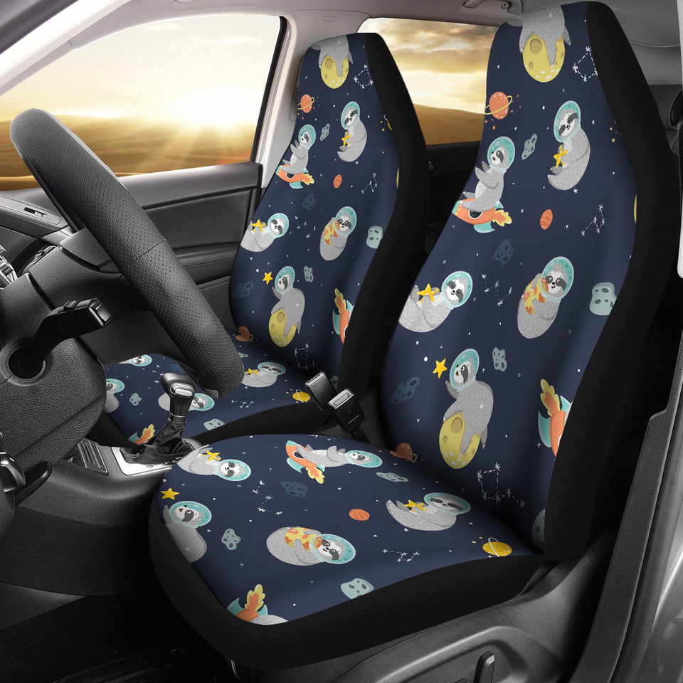 Cute Sloth Astronaut Star Planet Rocket Pattern  Universal Fit Car Seat Covers
