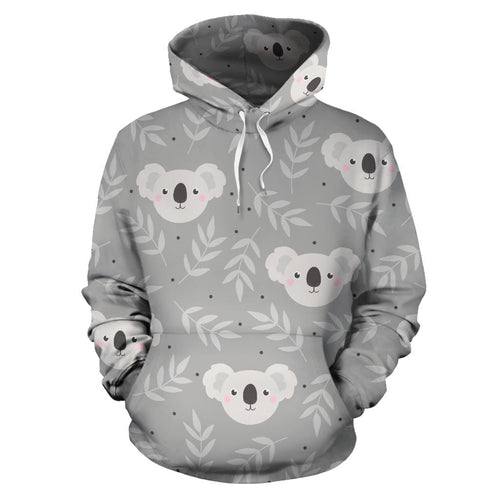 Cute Koala Leaves Pattern Men Women Pullover Hoodie