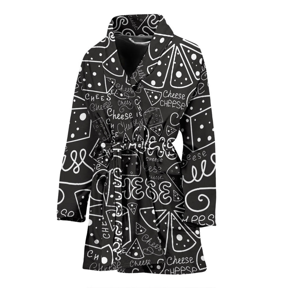 Handwritten Cheese Pattern Women'S Bathrobe