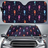 Watercolor Colorful Seahorse Pattern Car Sun Shade